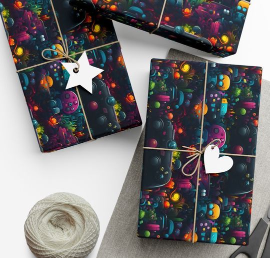 Discover Colorful Video Game Wrapping Paper