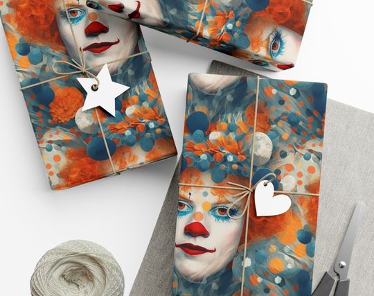 Discover Vibrant Clown Wrapping Paper Funny Colorful Gift Wrap