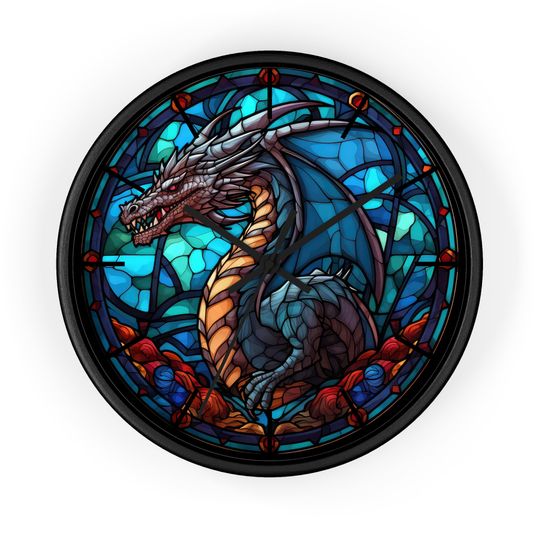 Discover Faux Stained-Glass Dragon - Wall Clock, Home Decor
