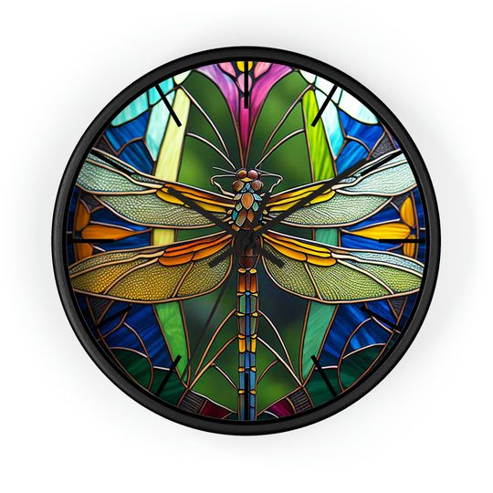 Discover Stained Glass Dragonfly - Wall Clock, Fantasy