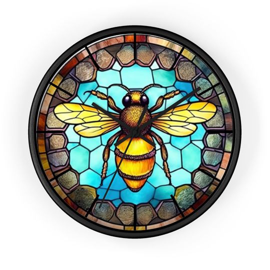 Discover Bee Stained Glass Look - Wall Clock, Fantasy, Home Decor