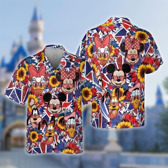 Discover Mouse Character And Friends July 4th Hawaiian Shirt