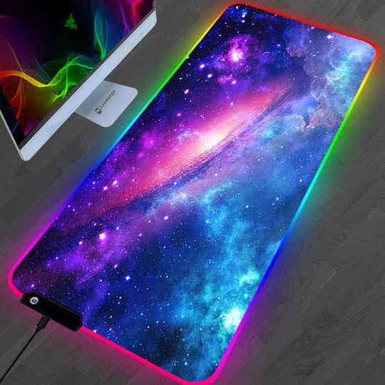 Discover RGB Galaxy Milky Way Mouse Pad Kawaii Gaming Computer Varmilo Keyboard Desk Mat Mousepad