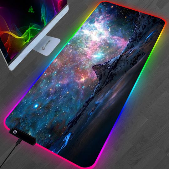 Discover RGB Galaxy Milky Way Mouse Pad Kawaii Gaming Computer Varmilo Keyboard Desk Mat Mousepad