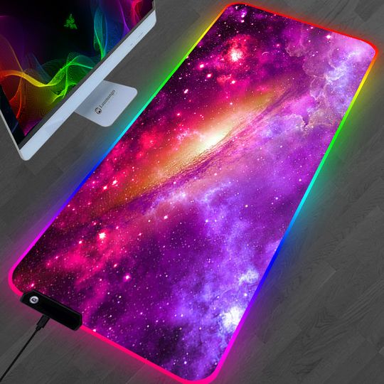 Discover RGB Galaxy Milky Way Mouse Pad Kawaii Gaming Computer Varmilo Keyboard Desk Mat Mousepad