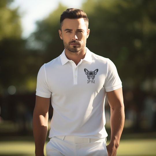 Discover Custom Pet Polo Shirt for Men, Personalized Short Sleeve Golf Shirt with dog cat Face