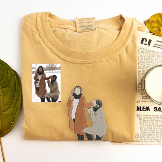 Discover Color  Custom Embroidered Portrait Shirt, Personalized Couple Portrait Shirt