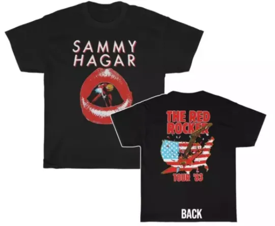 Discover Vintage Sammy Hagar 1983 Red Rocker Tour Black T-Shirt Gift For Fans Music