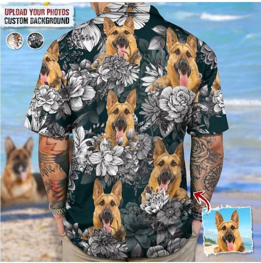 Discover Personalized Photo Upload Dog Men's Hawaiian Shirt, Personalized Dog Face