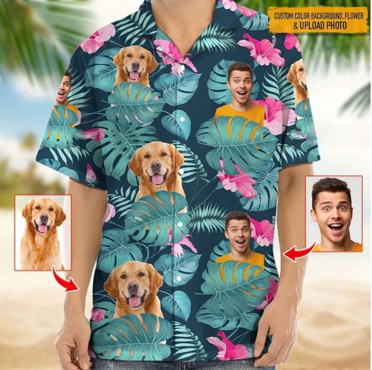 Discover Upload Photo Dog And Face Hawaiian Shirt