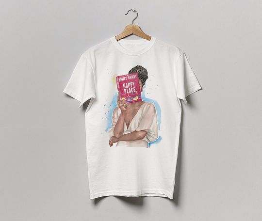 Discover Happy Place by Emily Henry book t shirt | Black Girl Reading  t-shirt