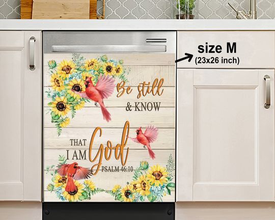 Discover Sunflower Dishwasher Cover Psalm 4610 Verse Sticker Dishwasher Cover