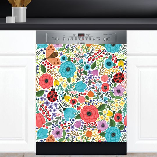 Discover Scandinavian Floral Folk Art Dishwasher Cover