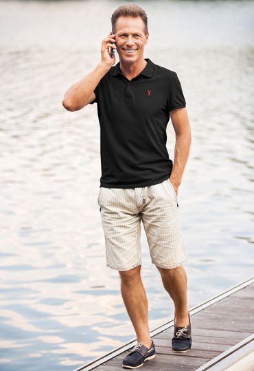 Discover Polo Shirt, Lobster, Embroidered