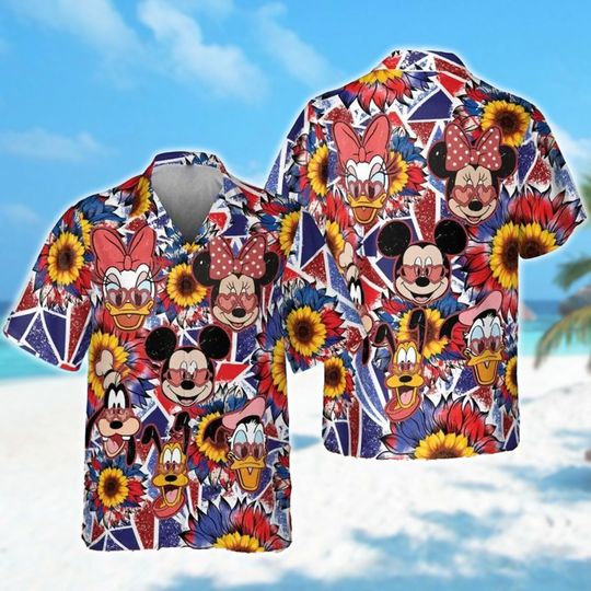 Discover Mouse Character And Friends July 4th Hawaiian Shirt
