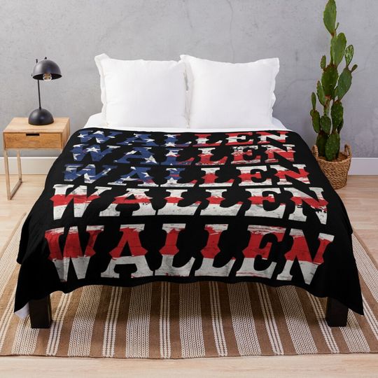 Discover Cute Wallen Merch American Flag Red White Blue Country Music Throw Blanket