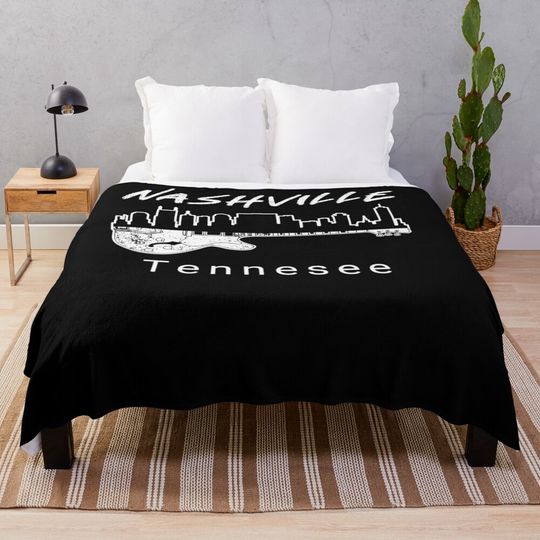 Discover Souvenir Nashville Tn Guitar Country Music Throw Blanket
