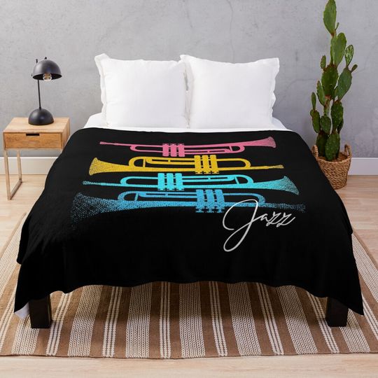Discover Trumpets Jazz music Throw Blanket