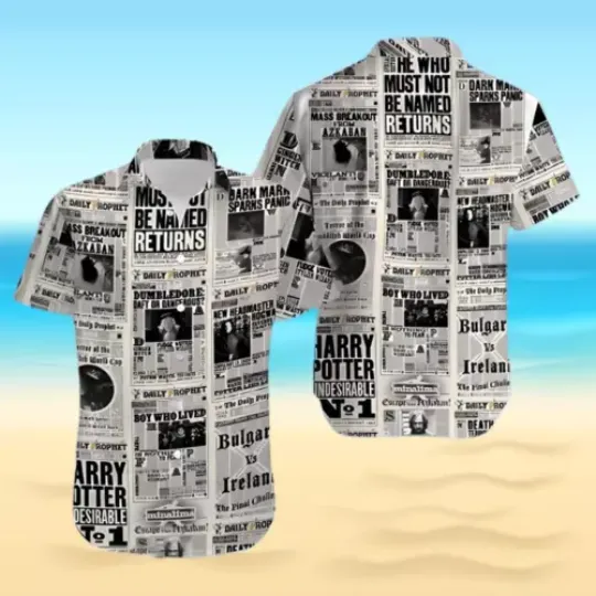 Discover Harry Potter Newspaper 3D Printed Hawaiian Shirt S-5XL For Men And Women