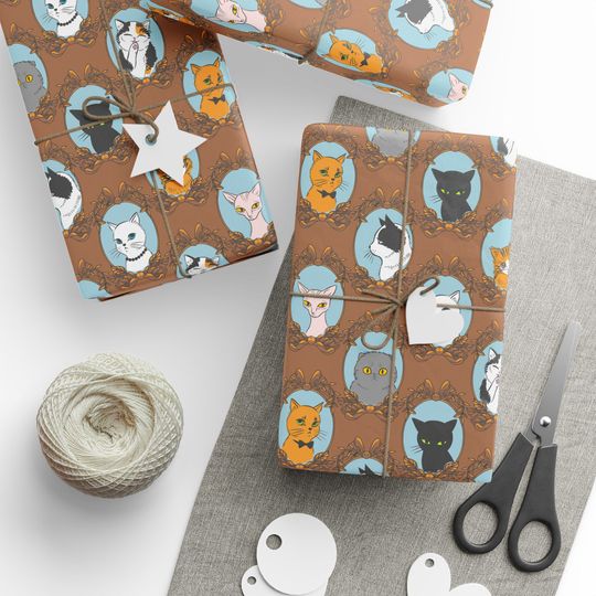 Discover Vintage Cat Gift Wrap