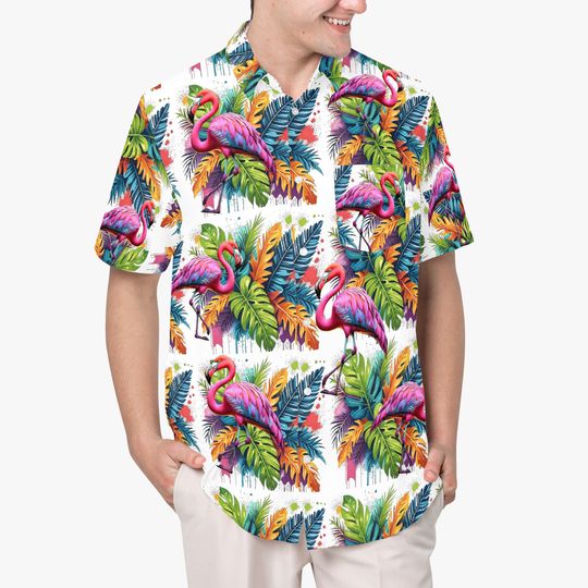 Discover Men's Pink Flamingo Hawaiian Shirt