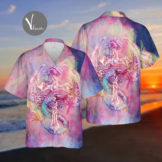 Discover Pink Dragon Hawaiian Shirt, Dragon Lover Summer Shirt, 3D Hawaii Aloha Shirt