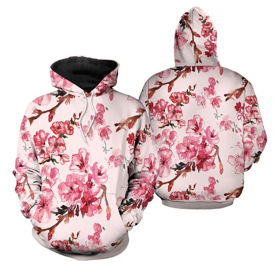 Discover Watercolor Cherry Blossoms 3D All Over Printed Hoodie