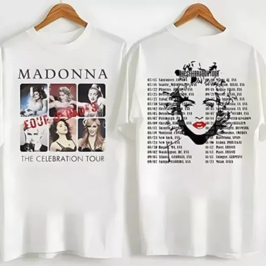 Discover 2 Sided Madonna 2024 Celebration Tour T-Shirt