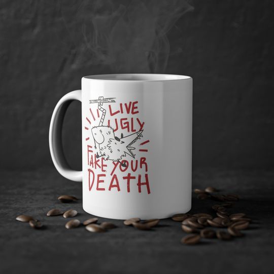 Discover Live Ugly  Your Death Mug - Funny Screaming Opossum Meme Coffee Mug