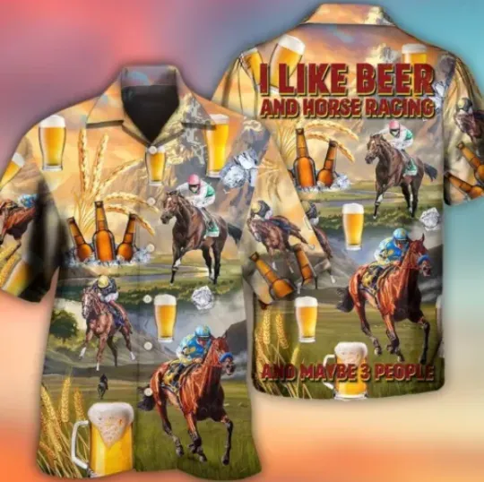 Discover Beer And Horse Racing On The Steppe Hawaii Shirt, Beer Days Shirt