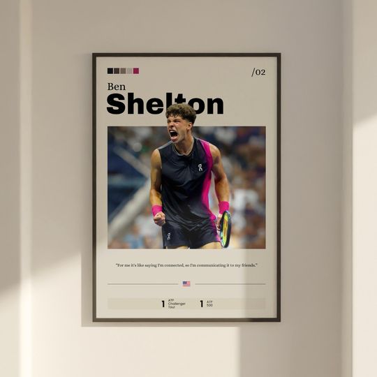 Discover Ben Shelton Poster, Tennis Poster, Tennis Star Wall Art