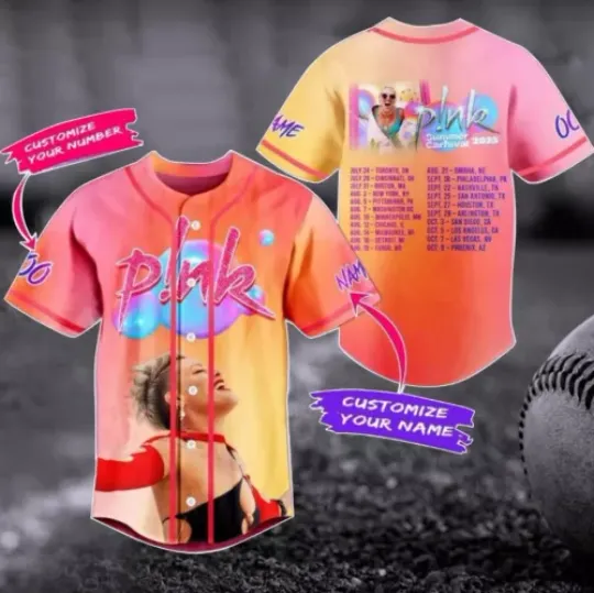Discover Personalized Pink Summer Carnival Baseball Jersey Pink Singer 3D All Over Print