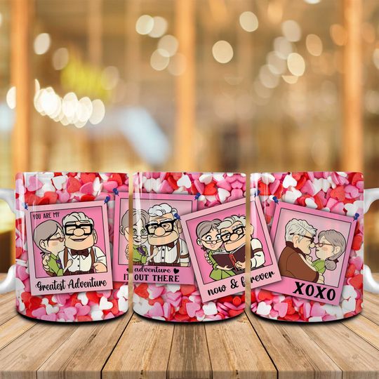 Discover Carl and Ellie 3D Inflated Hearts Valentine Mug, 3D Puff Valentine's Day Coffee Mug