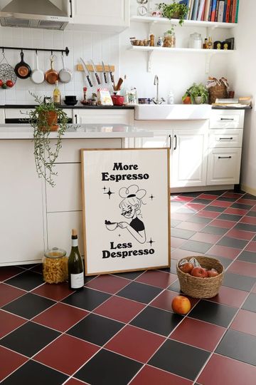 Discover More Espresso Less Depresso, Boho Kitchen Print