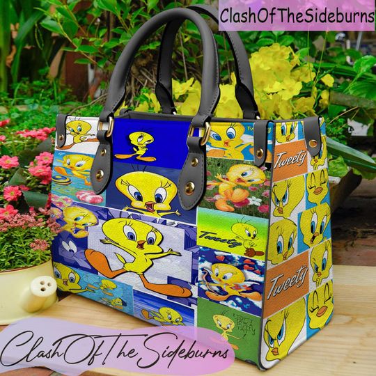 Discover Tweety Bird Personalized Leather Bag, Tweety Bird Custom Handbag, Shoulder Bag