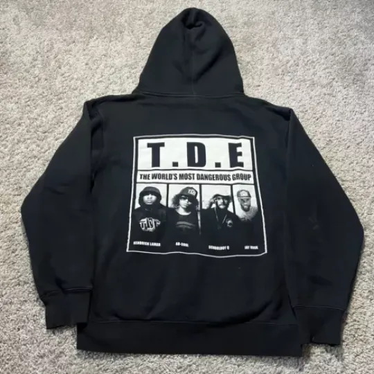 Discover Vintage TDE Hoodie Mens Y2k Black Kendrick Lamar Schoolboy Hoodie