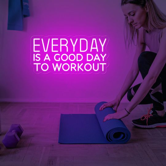 Discover Everyday is a Good Day to Workout Neon Sign,Workout Wall Sign