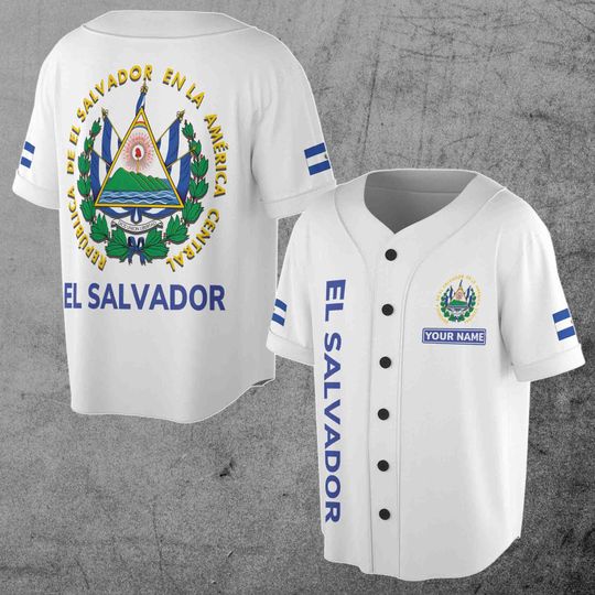 Discover Personalized Name White El Salvador Baseball Jersey Shirt