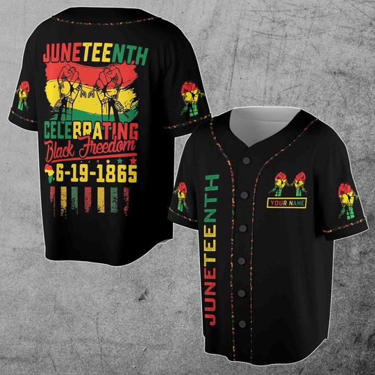 Discover Custom Name Juneteenth Flag Independence Day 1865 Black History Baseball Jersey