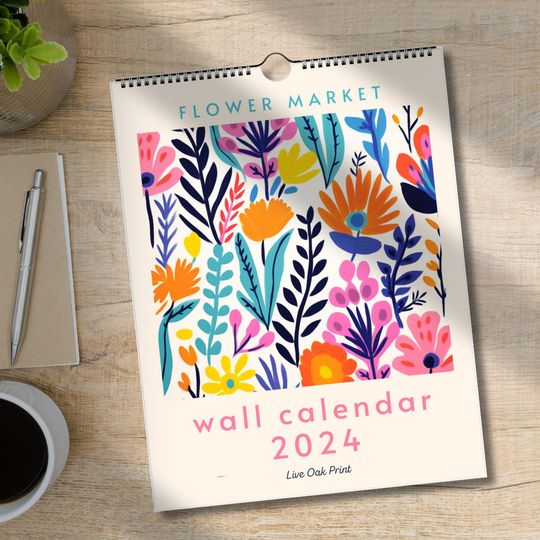 Discover Flower Market Wall Calendar 2024 -  Flower Calendar 2024