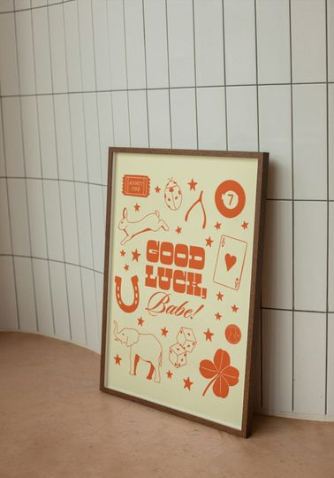 Discover Good Luck, Babe! Print, lucky symbols numbers and charms