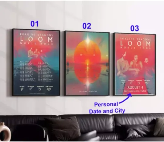 Discover Imagine-Dragons Loom World Tour 2024 Signature Poster, Custom Date and City