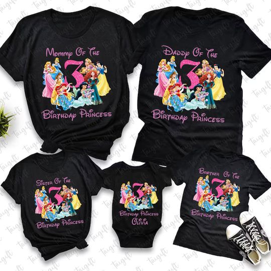 Discover Personalized Princess Birthday 3 Years Old Tshirt