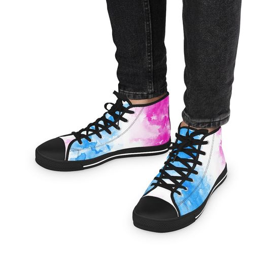 Discover MENS Watercolor Transgender LGBTQ+ Pride High Top Sneakers