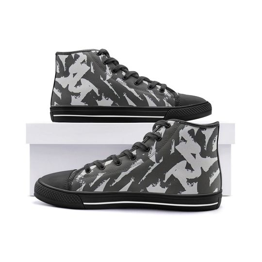 Discover Handdrawn High Top Canvas - Gray/Black Sneakers Men/Women Sneakers for Boyfriend/Girlfriend Gift Idea