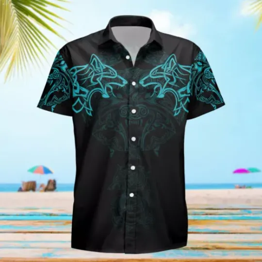 Discover Viking Wolf Turquoise HAWAII Halloween Shirt