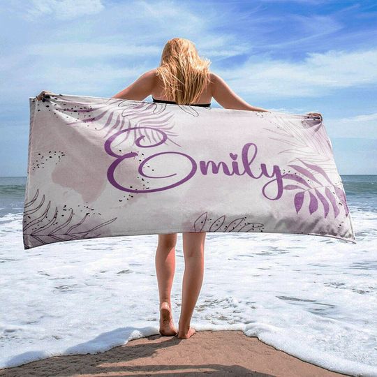 Discover Personalized Floral Design Beach Towel - Custom Pool and Name Bath Towel