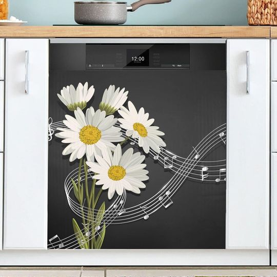 Discover Daisy Flowers Black Dishwasher  Cover Dishwasher cover