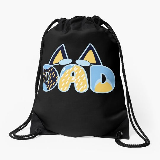 Discover Mum Dad Cartoon Painting Blueydad Outdoor Drawstring Bags