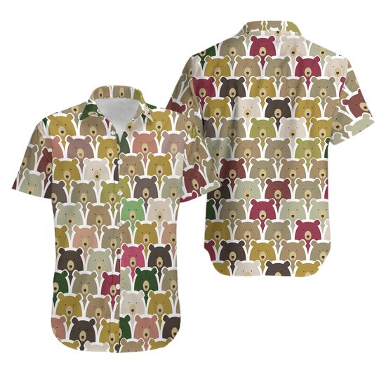 Discover Cute Bear Pattern Art Men's Hawaiian Shirt